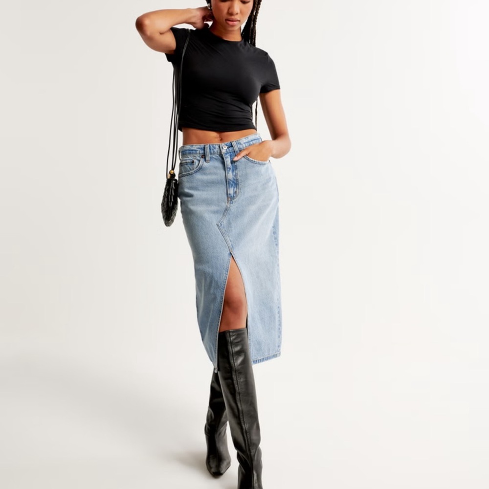A&F Denim Midi Skirt